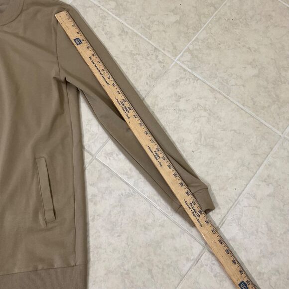 ASOS Long Full Zip Cotton Boyfriend Cardigan women’s M Tan V-Neck Pockets - Picture 8 of 11